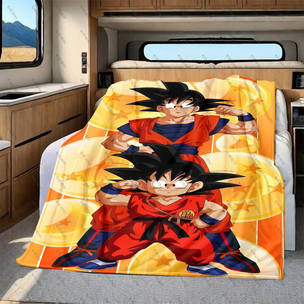 Dragon Ball Z-Manta de Franela suave y acogedora, regalo para el hogar, sofá, oficina, dormitorio, Otoño Invierno, Navidad, Halloween, Son Goku, decoración de cumpleaños