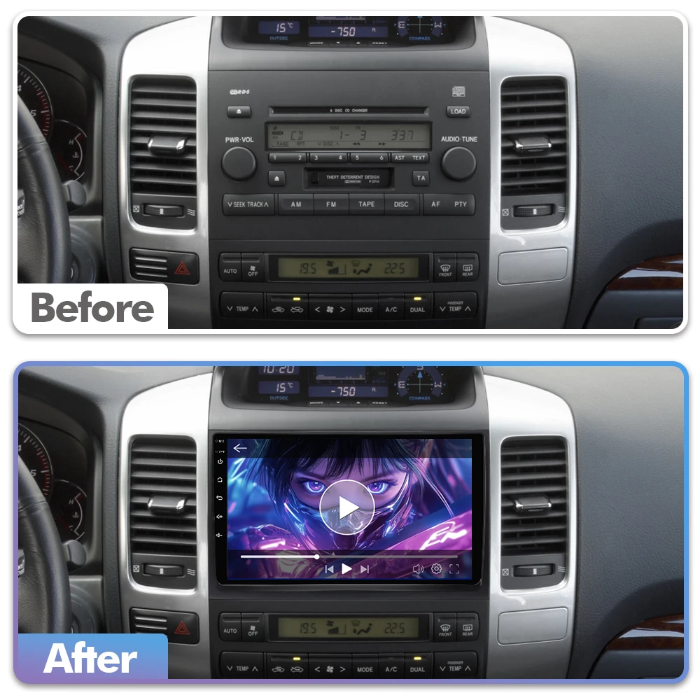 ISUDAR T57 Android 15 Radio For Toyota Land Cruiser Prado 120 III For Lexus GX470 GX 470 J120 2002- Multimedia Player CarPlay