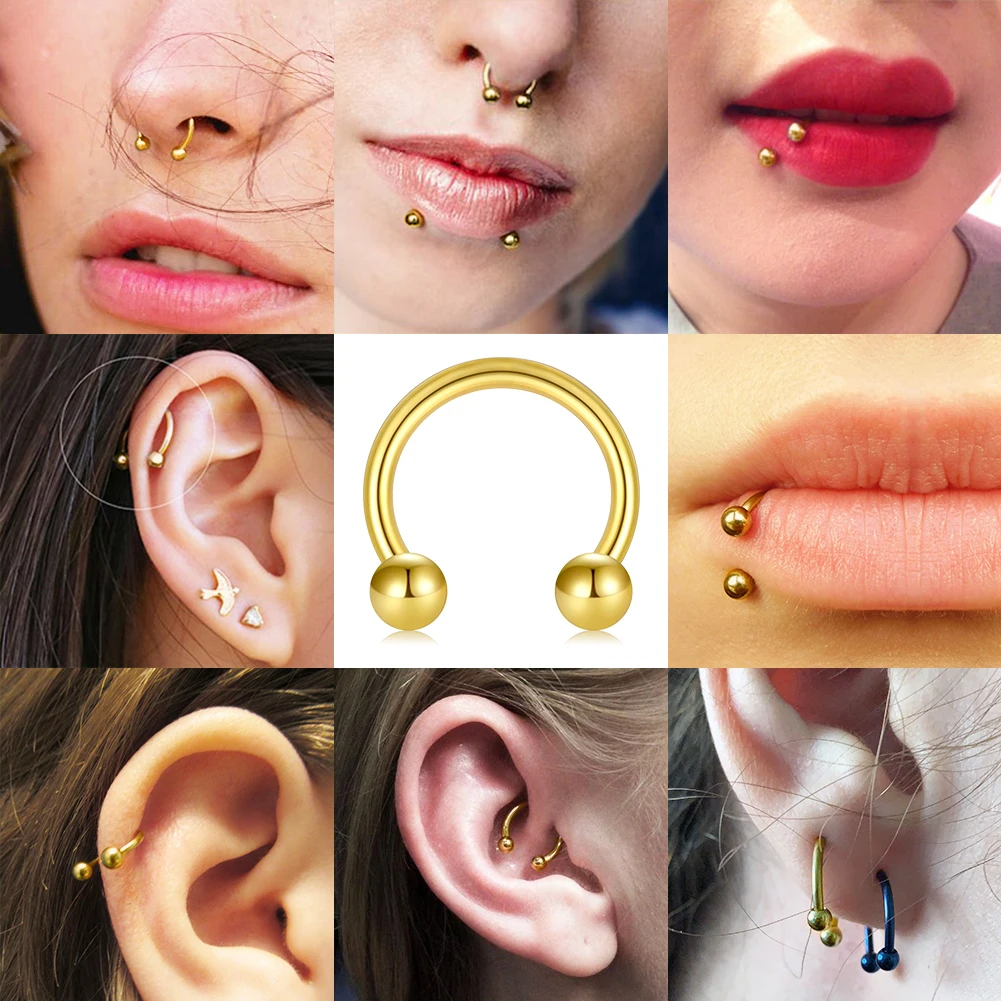 3pcs/set Nose Ring Stainless Steel Fashion Punk Perfect Piercing Septum Ring For Women Men Body Jewelry Gift