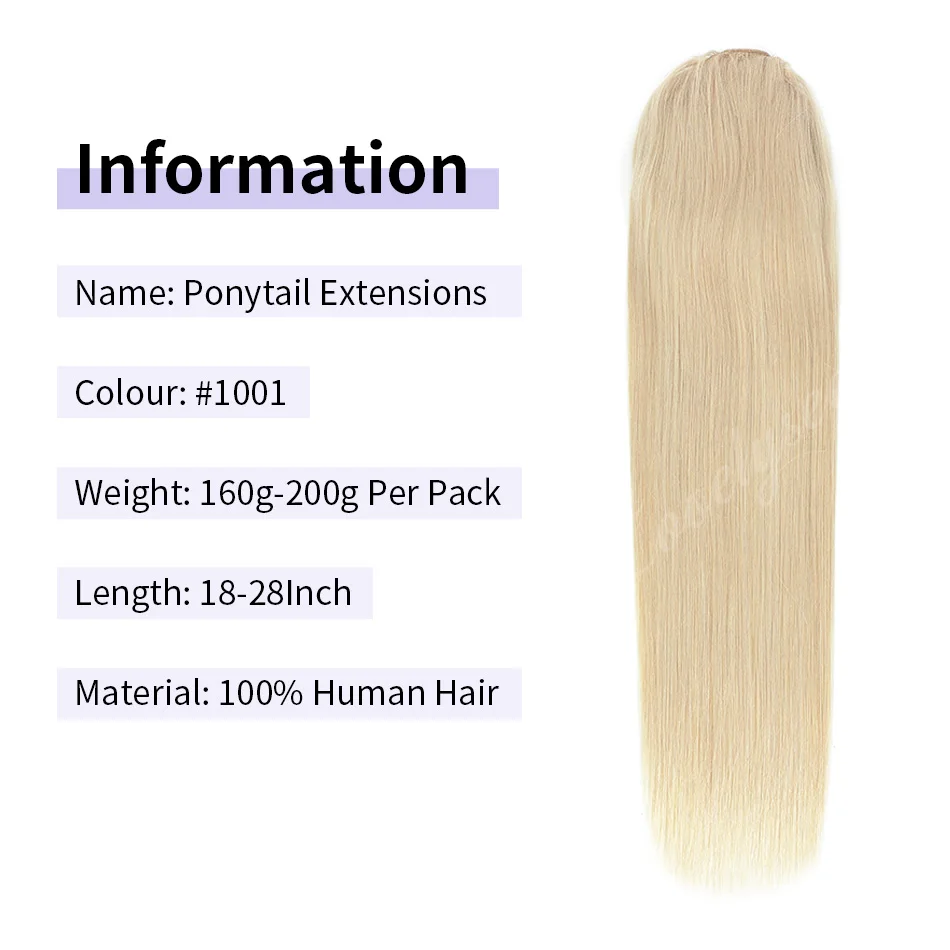 160G 200G Drawstring Ponytail Straight Human Hair Clip In Hair Extensions 100% Human Hair For Women 18-28 Inch Ponytail Hair