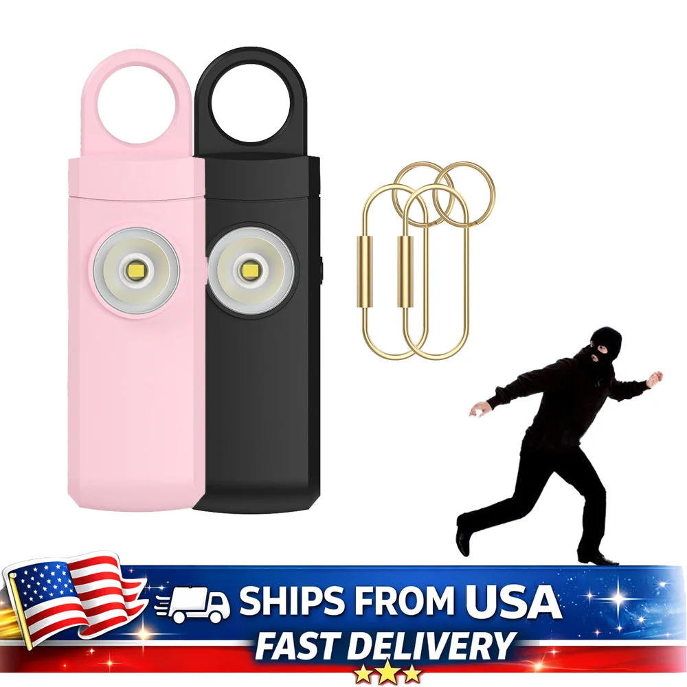 Alarma de Seguridad Personal Recargable con Llavero para Mujeres, Hombres y Niños, Sirena Fuerte, Luz LED SOS, Carga USB, Defensa Personal de Emergencia