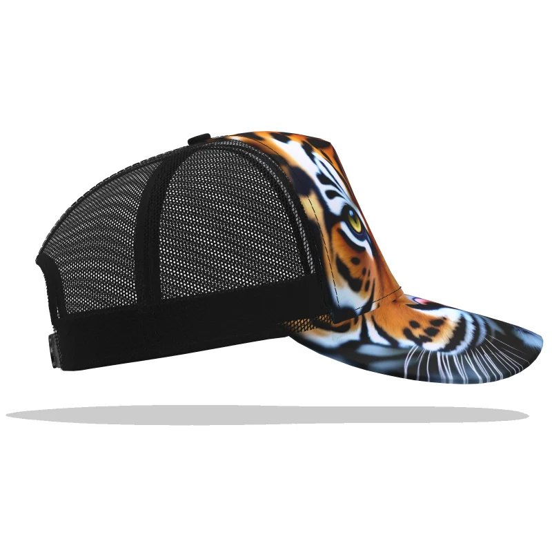 Tiger Baseball Cap Custom Trucker Name Number Teams Logo Animal Mesh Photo Headgear Hunting Dad Breathable Driver Peaked Sun Hat