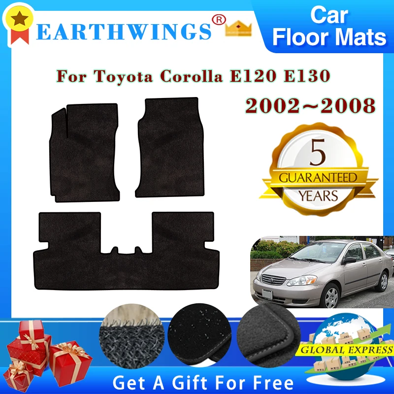 Car Floor Mats For Toyota Corolla E120 E130 2002~2008 Carpets Footpads Anti-slip Cape Rugs Cover Foot Pads Interior Accessories