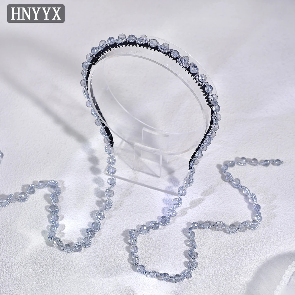 HNYYX Exquisite Bohemian Grey Crystal Headband Bridal Wedding Long Tassel Headpiece Fashion Women Handmade Hair Accessories A294