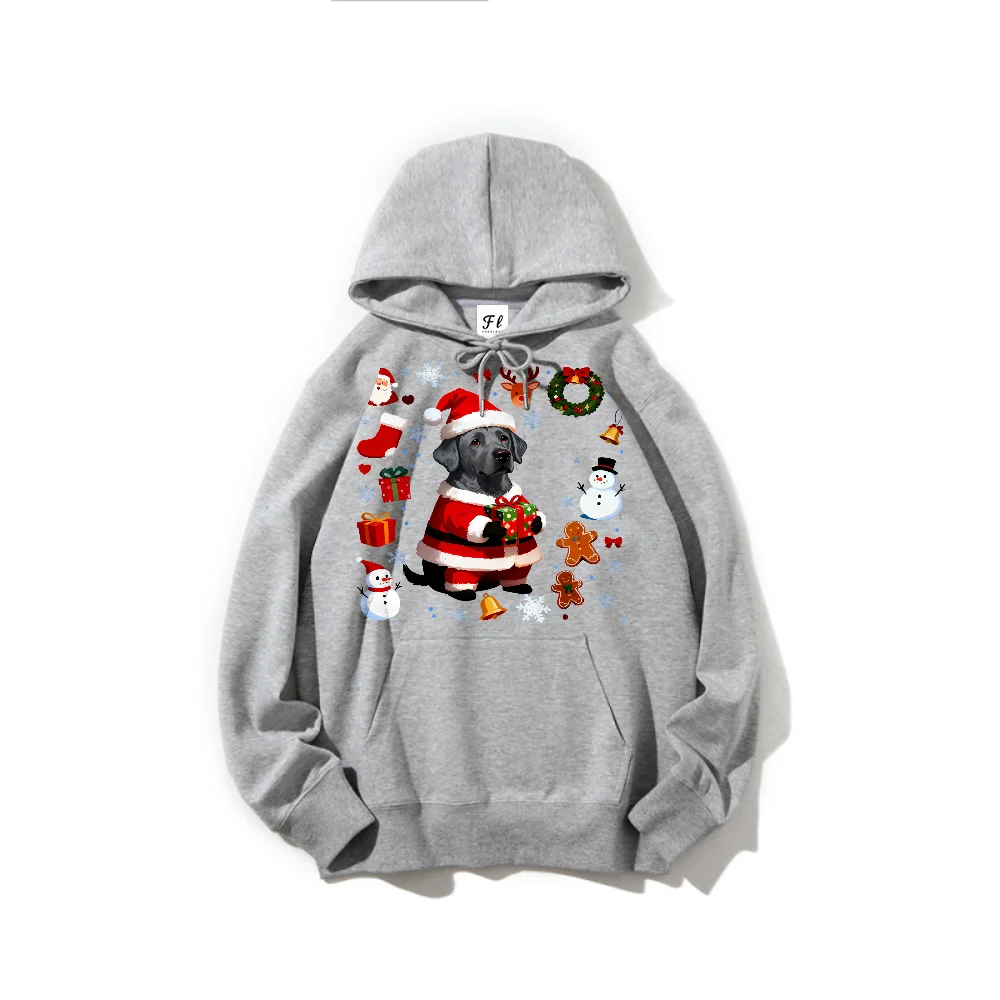 احتفالي عيد الميلاد الكلب في سانتا الزي المطبوعة عارضة هوديي للجنسين المتضخم لينة النسيج البلوز لمحبي الكلاب عطلة مريحة