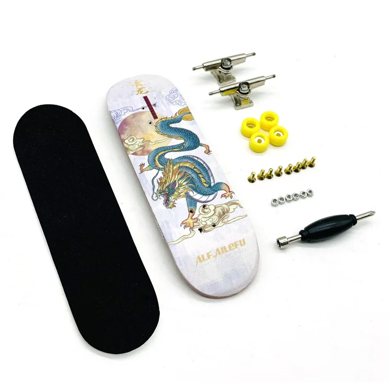 New Fingerboard Set Wooden Complete Finger Skate Board with Alloy Truck Bearing Wheels Mini Skateboard Kid Toys for Boys