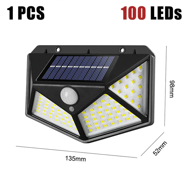 

100 LED Solar Wall Lights Outdoor Solar Lamp Waterproof Motion Sensor Solar Powered Sunlight Street Light