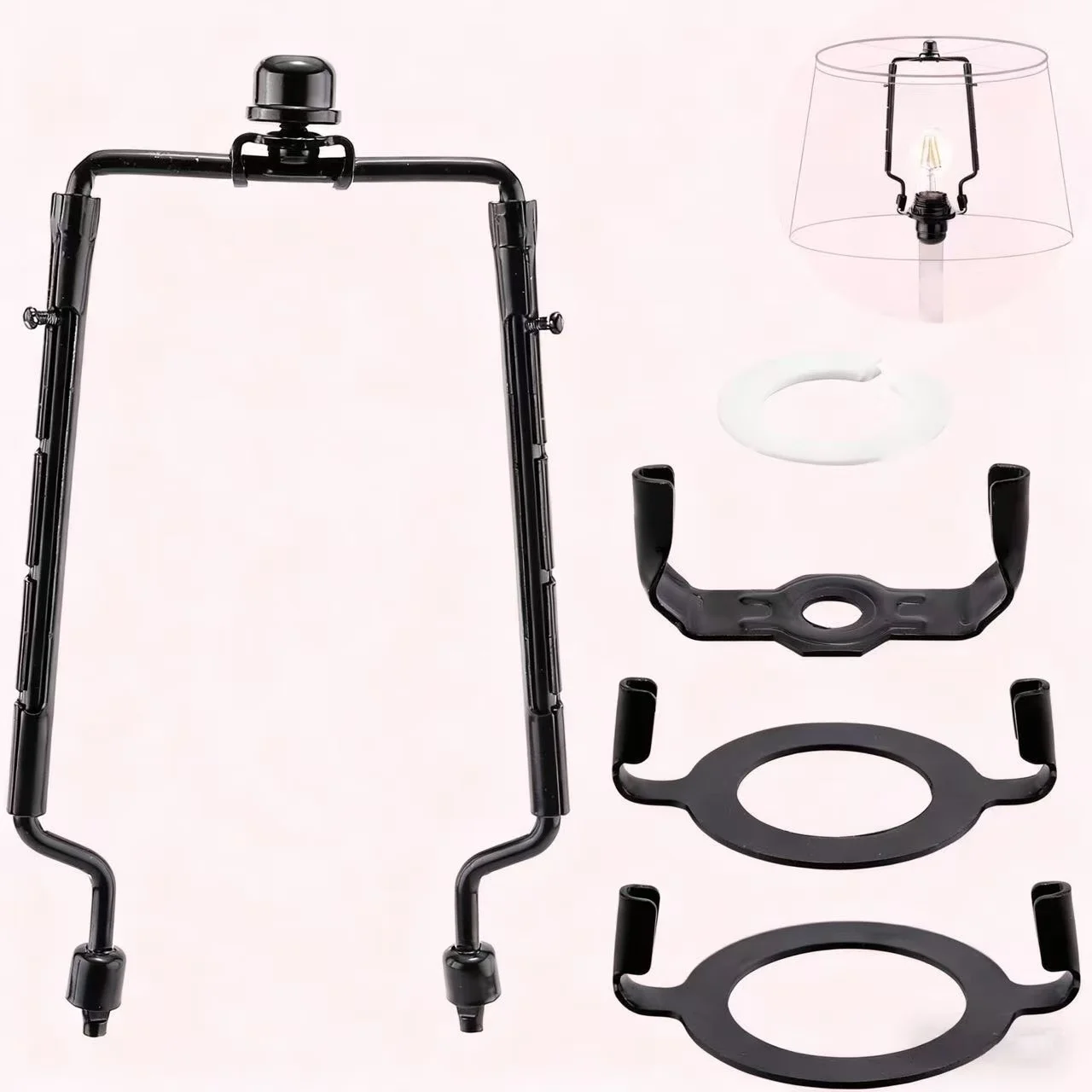 

Регулируемый абажур, держатель арфы, комплект входят детали оборудования, рамка для арфы и финилы, стандартное седло, аксессуары для кронштейнов лампы