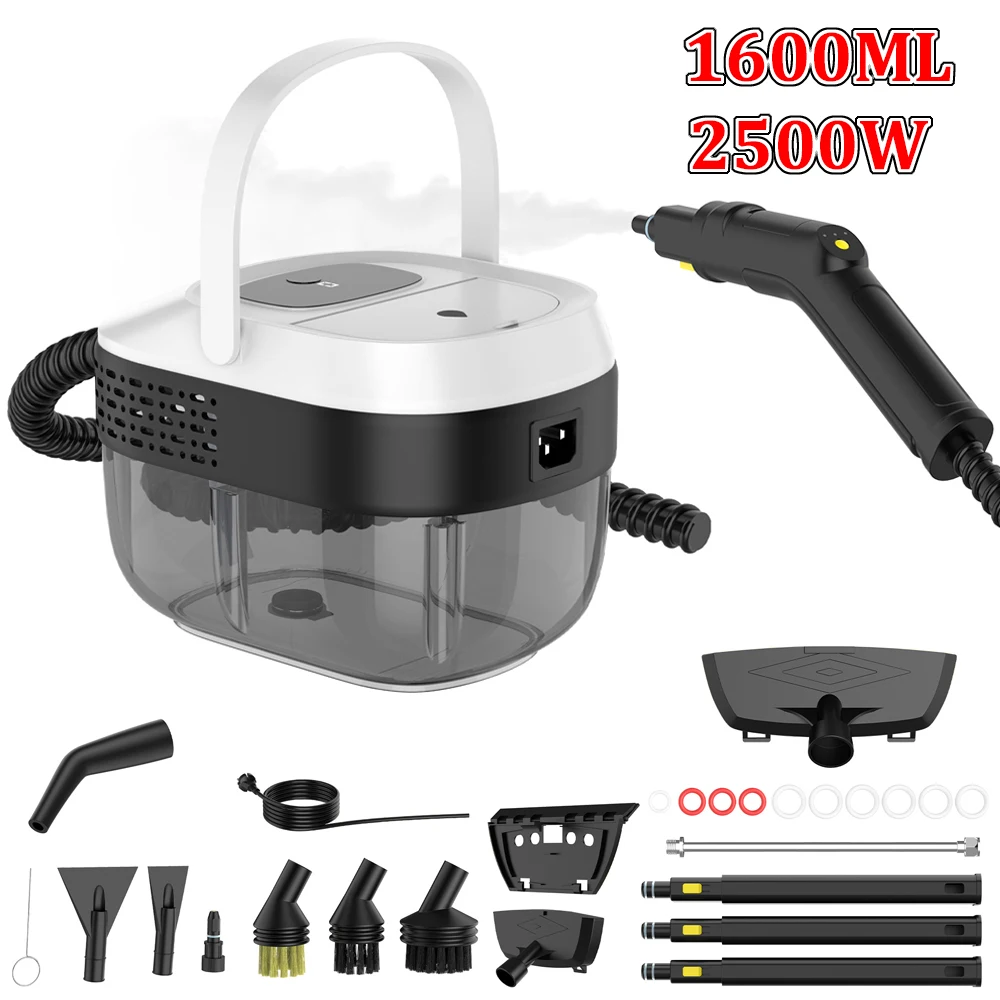 Ręczny parowy czyszczarka o mocy 2500 W, pojemność 1600 ml, wysokiej wydajności, do czyszczenia klimatyzacji, okapów kuchennych, urządzeń domowych, samochodów, szkła – narzędzia do czyszczenia.