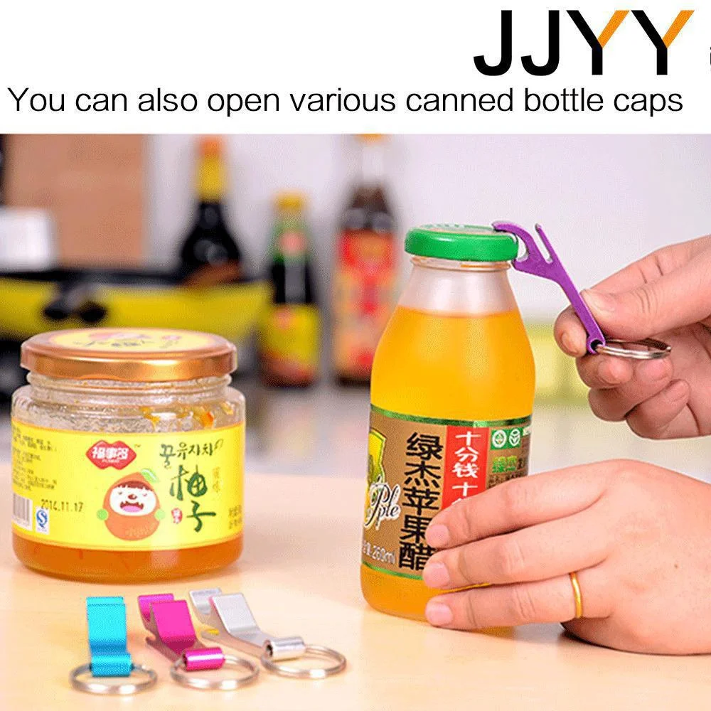 JJYY 5Pcs Beer Bottle Opener Multifunctional Portable Aluminum Alloy Mini Key Pendant