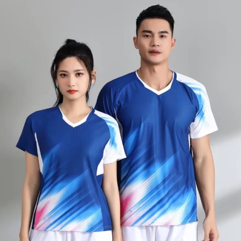 Kobiety mężczyźni tenis stołowy Uniform t-Shirt do badmintona szybkoschnący nadruk Ping Pong koszula 2023 nowa w letnie koszulka siatkarska tkaniny