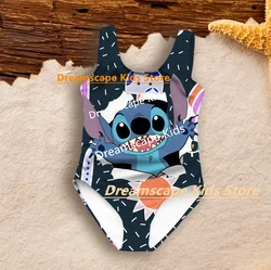 2024 być popularny wśród dzieci Cartoon Stitch Disney Series druk 3D strój kąpielowy na lato ładny styl dziewcząt na plażę wycieczki ubrania