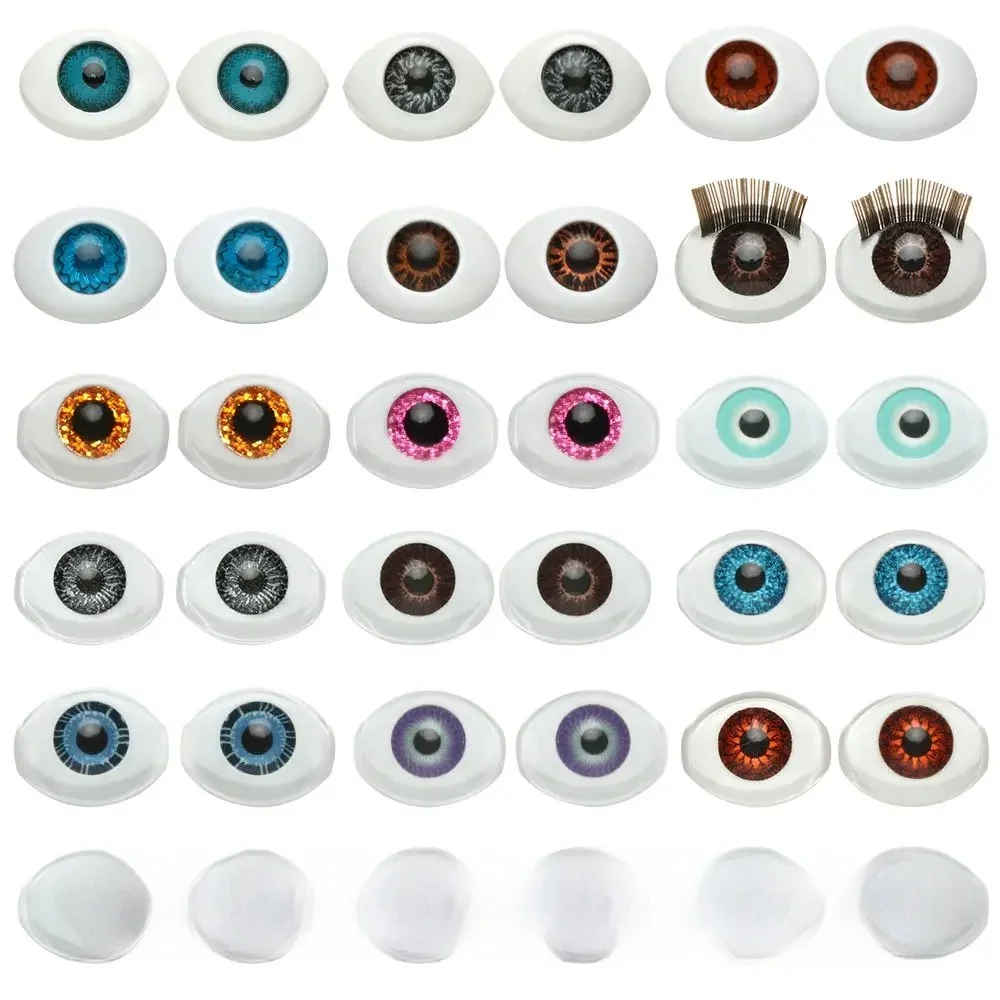 1 paar Oval Puppe Augen Realistische Halb Runde Handwerk Zubehör Acryl DIY Augäpfel Reborn Puppe Augen BJD Mini Einfach Verwenden simulation
