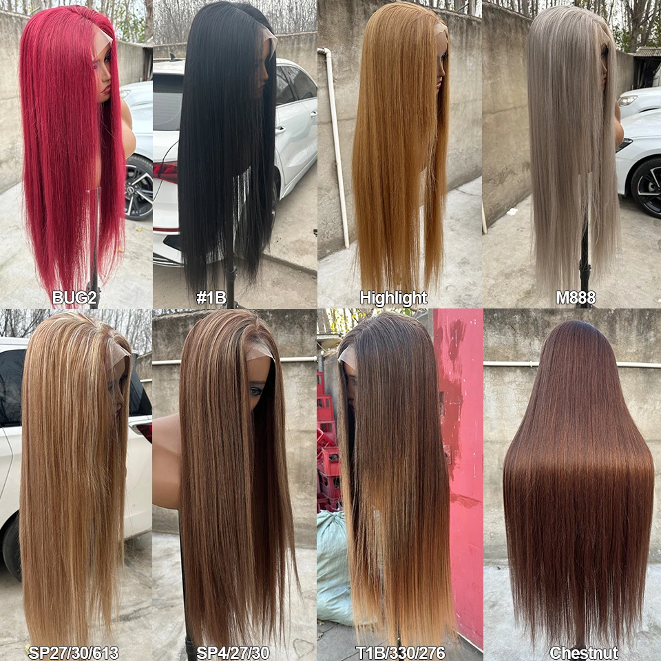 220% 密度 4X4 ストレートレースフロントウィッグ 36 インチロングオンブルブラウンレッドブロンドハイライトレースフロントウィッグコスプレウィッグ合成