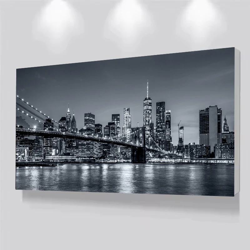 Póster del horizonte de la ciudad de Los Ángeles, Nueva York, Manhattan, lienzo impreso, pintura, arte de pared, Mural arquitectónico para decoración del hogar