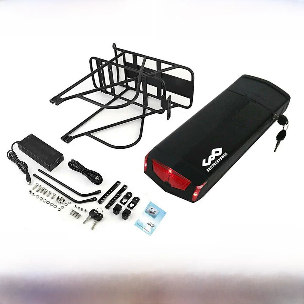 36V21AH Achterdrager E-bike Accu 52V 30Ah Lithium Batterij 18650 21700 48V 14Ah voor Elektrische Fiets 250W 350W 500W 750W 1000W - afbeelding 2