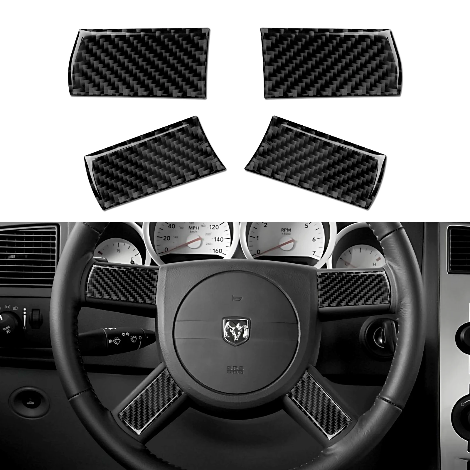 

Carbon Fiber Car Steering Wheel Cover Trim Sticker for Dodge Challenger 2008 2009 2010 2011 2012 2013 2014 Accessories