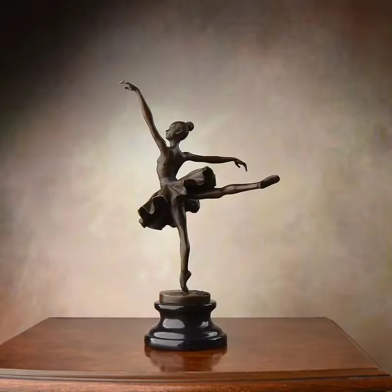 Real Bronze Dancing Girl Ballerina Statue Modern Ballet Dancer Sculpture Figurine High Grade Festival Gifts Decoration