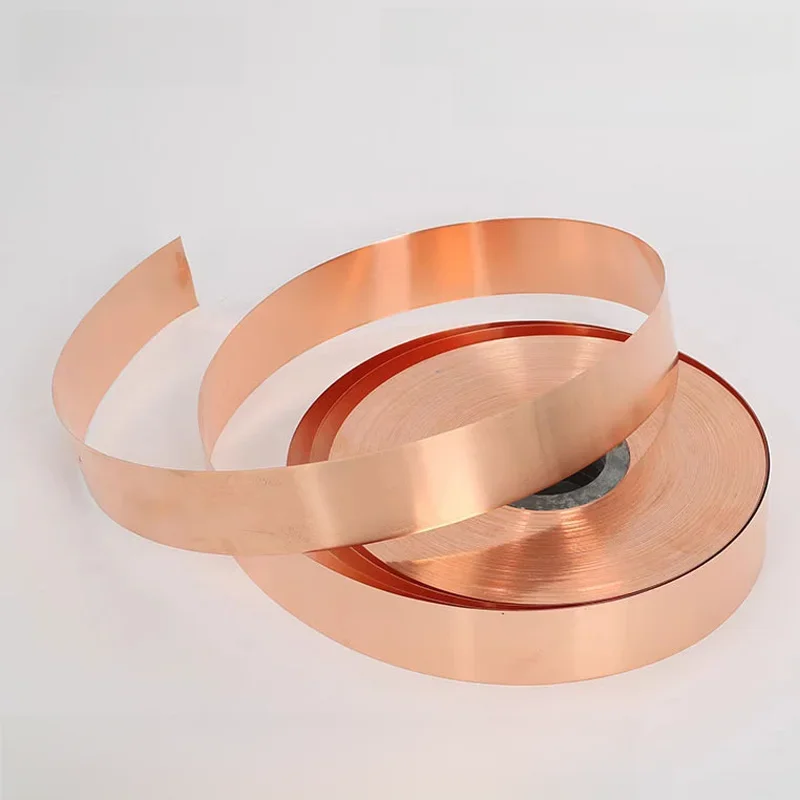 Bande de feuille de métal en cuivre pur 99.9%, bande de cuivre rouge, épaisseur 0.05mm-1mm, largeur 5mm-90mm