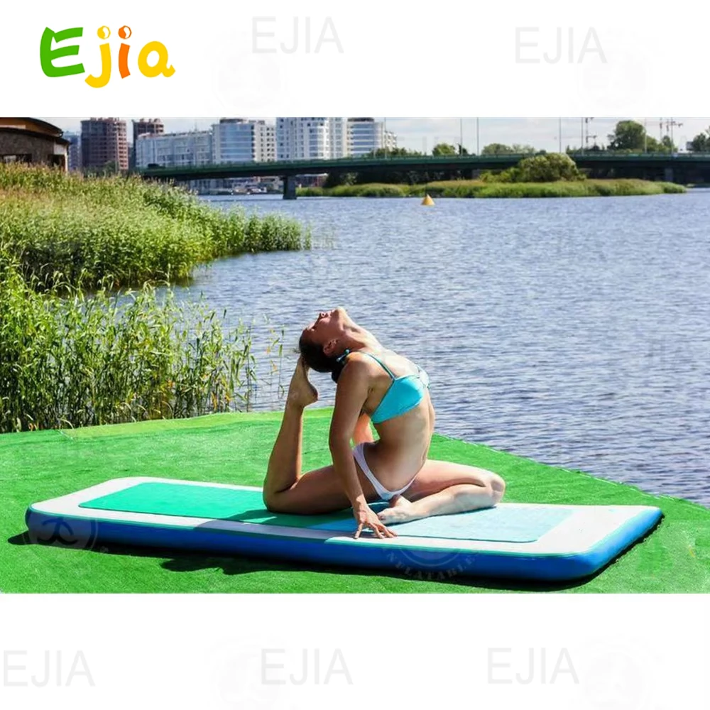 Custom 220 cm  Inflatable Water Yoga Mat Water Fitness Mat Inflatable Floating Yoga Pod Platform For Pool  or  Water Sports