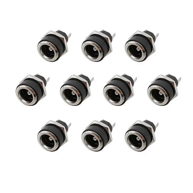 10 szt. DC-022B 5.5x2.1mm Adapter żeński gniazda zasilania prądu stałego 5.5mm x 2.1mm nakrętka z gniazdem prądu stałego mocowanie panelu 2 złącze stykowe — zdjęcie 2