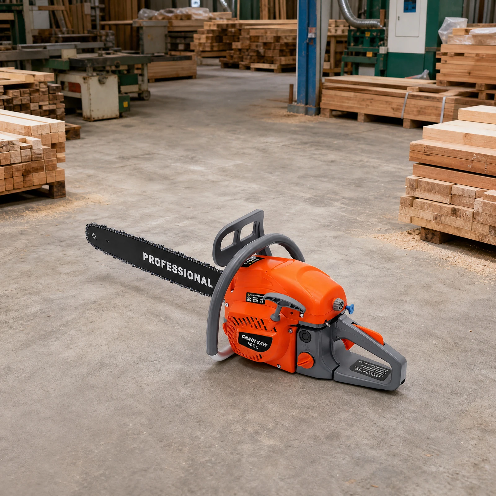 Handheld Cordless Petrol Chain Saw,  2-Stroke Gas Powered Chainsaw, 2.8KW/10000rpm 60cc Chainsaw Power Head for Cutting Wood Or Pruning Branches