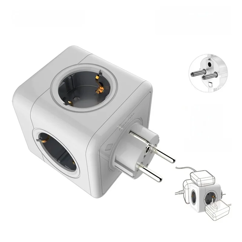 Massfa Multi-USB-Steckdosenleiste, elektrischer Stecker, Würfel, mehrere Verlängerungssteckdose mit 4 EU-Steckdosen, 3680 W-Adapter für das Heimbüro