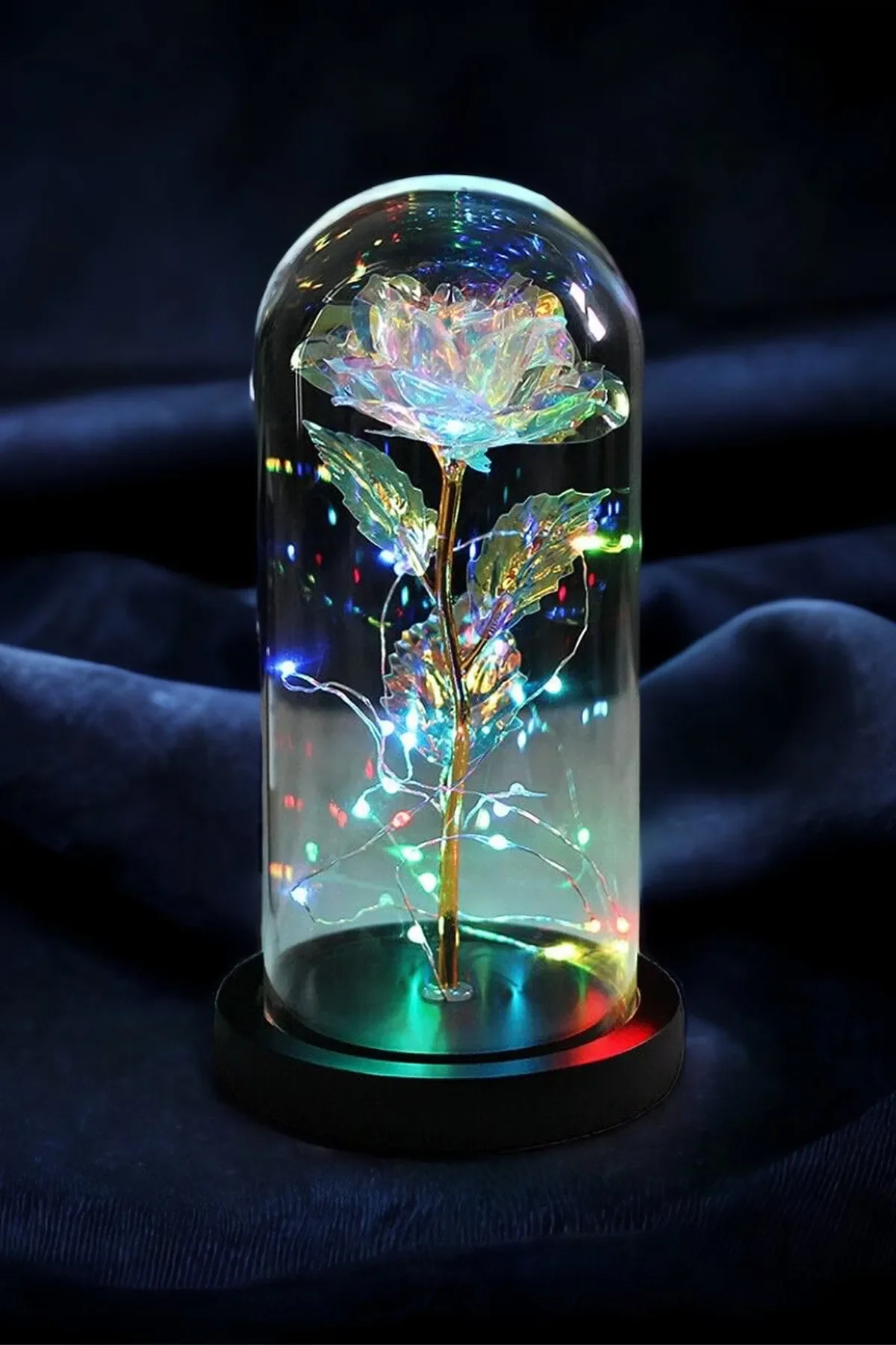 

Decorative RGB Fairy LED Lighted Infinity Rose Galaxy Lamp in a Glass Bowl