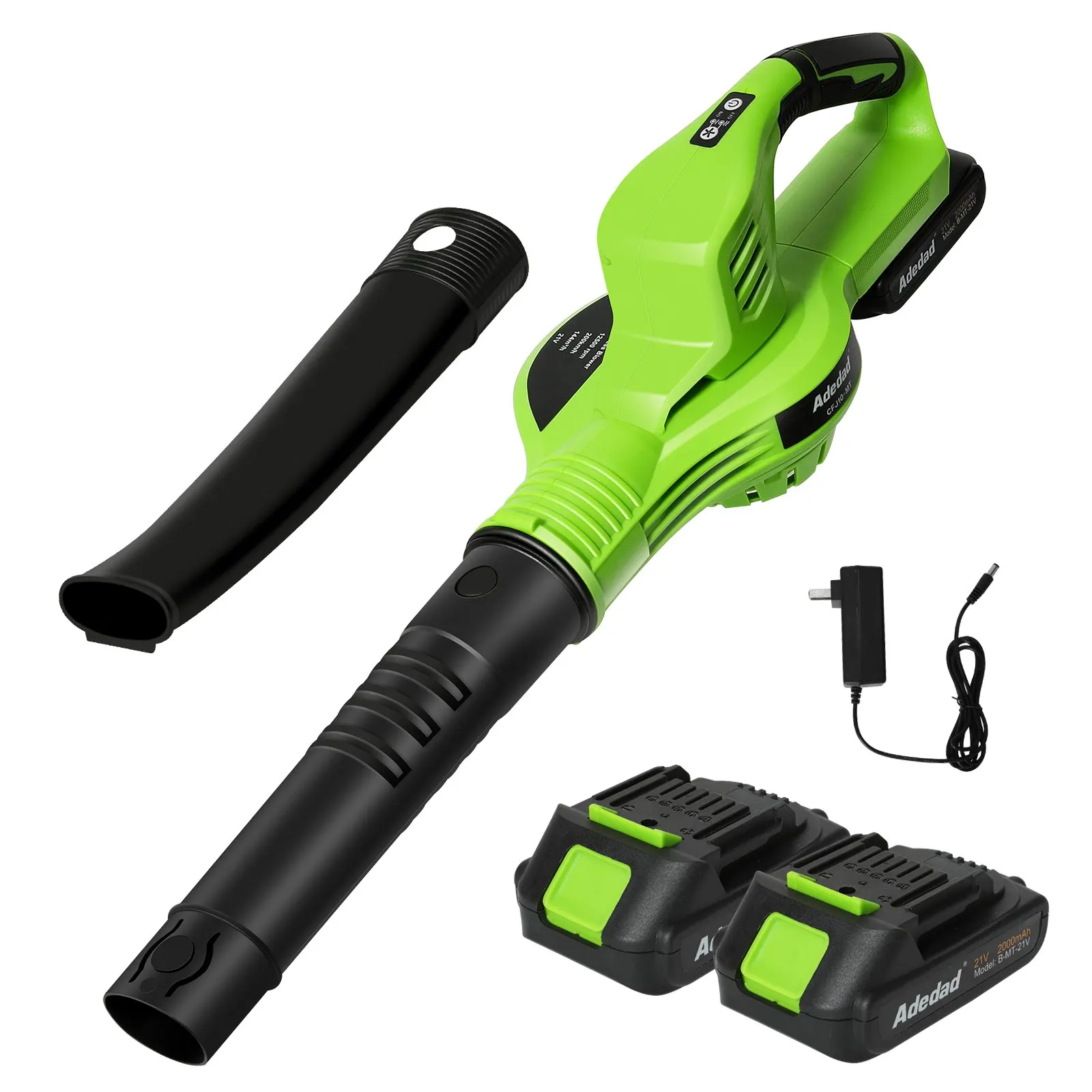 Kabelloser Laubbläser 3000W, 21V mit 2 Batterien & Turbo-Modus, 2-Gang 150MPH für Laub, Schnee, Staub, leichtes Gartenreinigungsgerät