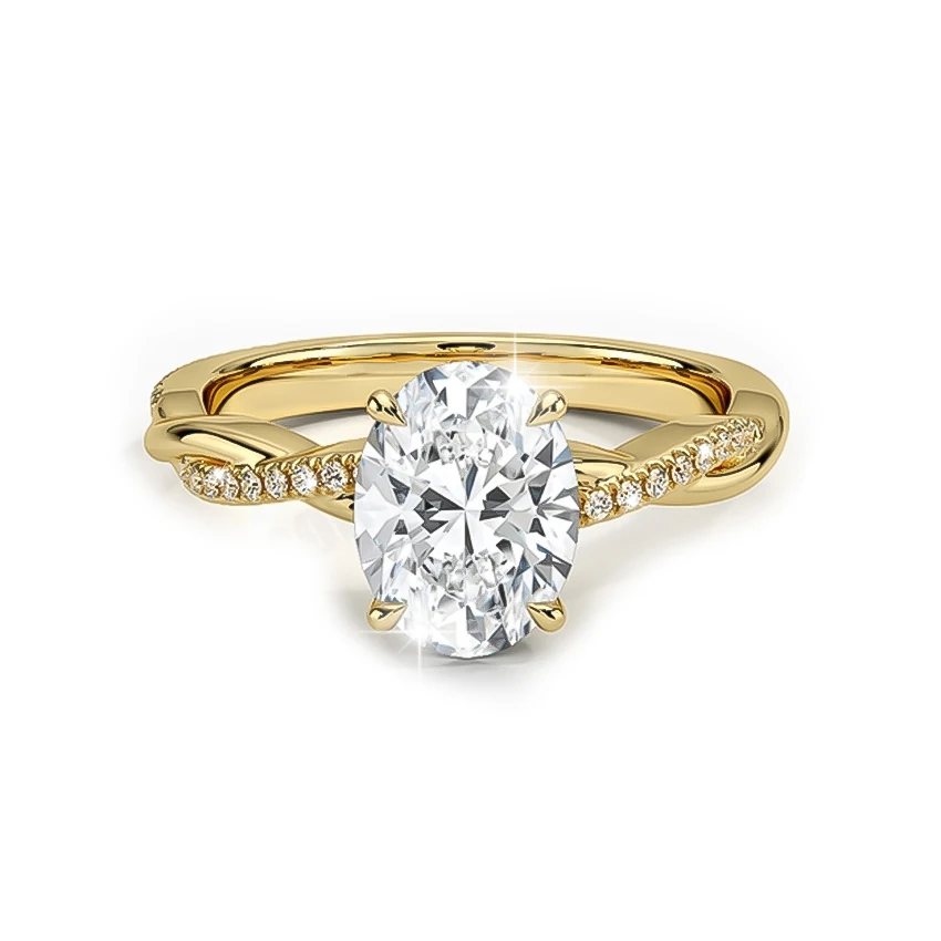 GEM'S BALLET 1.0CTW5x7mm البيضاوي صغيرتي الملتوية الكرمة مويسانيتي خاتم الخطوبة 18 كيلو مطلية بالذهب 925 الفضة الاسترليني