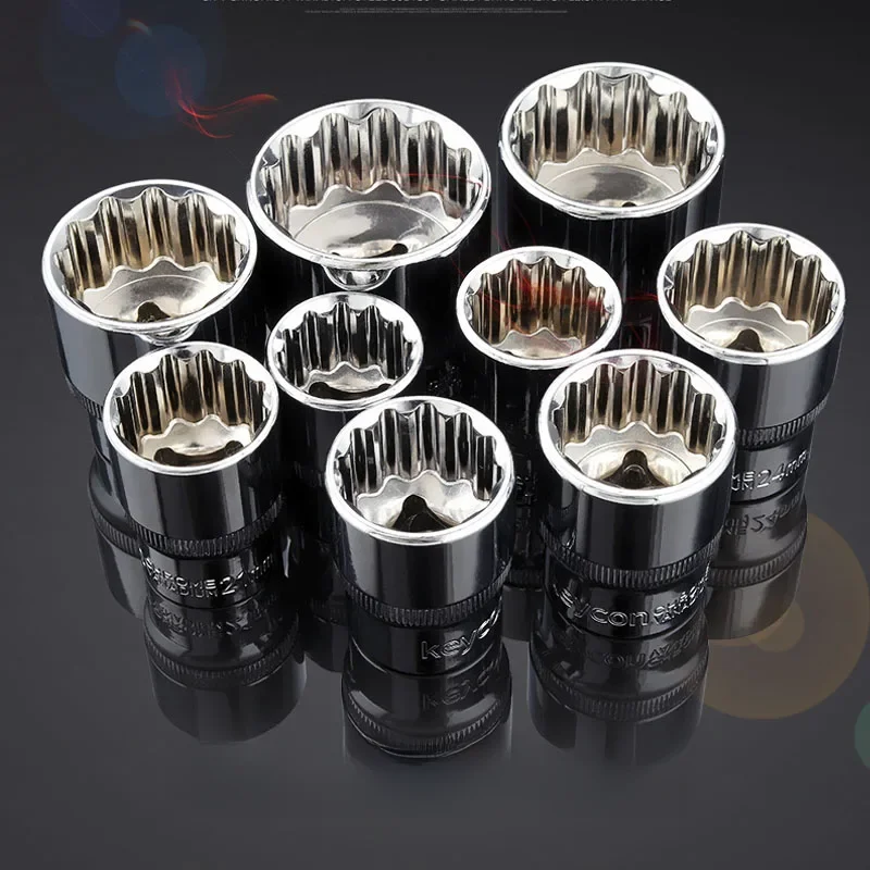 Clé à douille courte miroir à 12 points, tête d'entraînement 1/2 pouces, embout Torx en acier CR-V 8-36mm, adaptateur de clé à cliquet, outils de réparation automobile