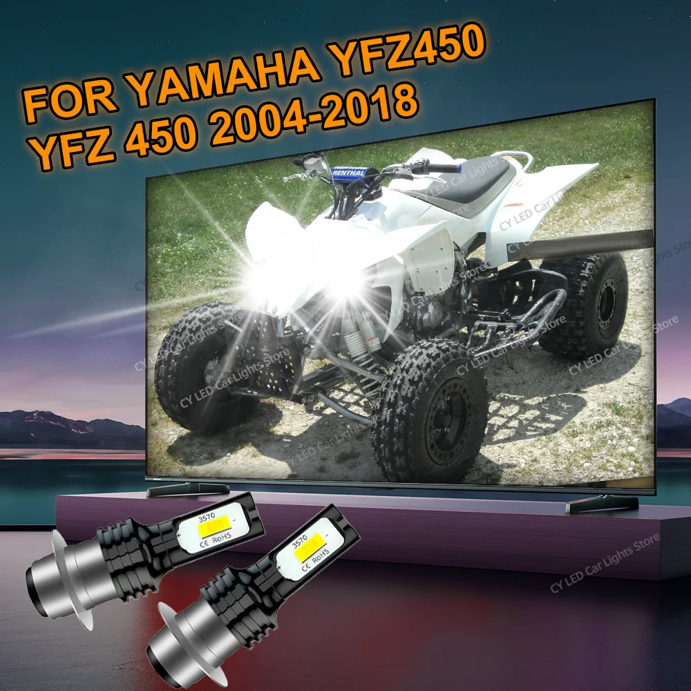 

LED Motorcycle Headlight Bulbs 80W Lamp For Yamaha YFZ450 YFZ 450 2004-2018 2009 2010 2011 2012 2013 2014 2015 2016 2017 2018