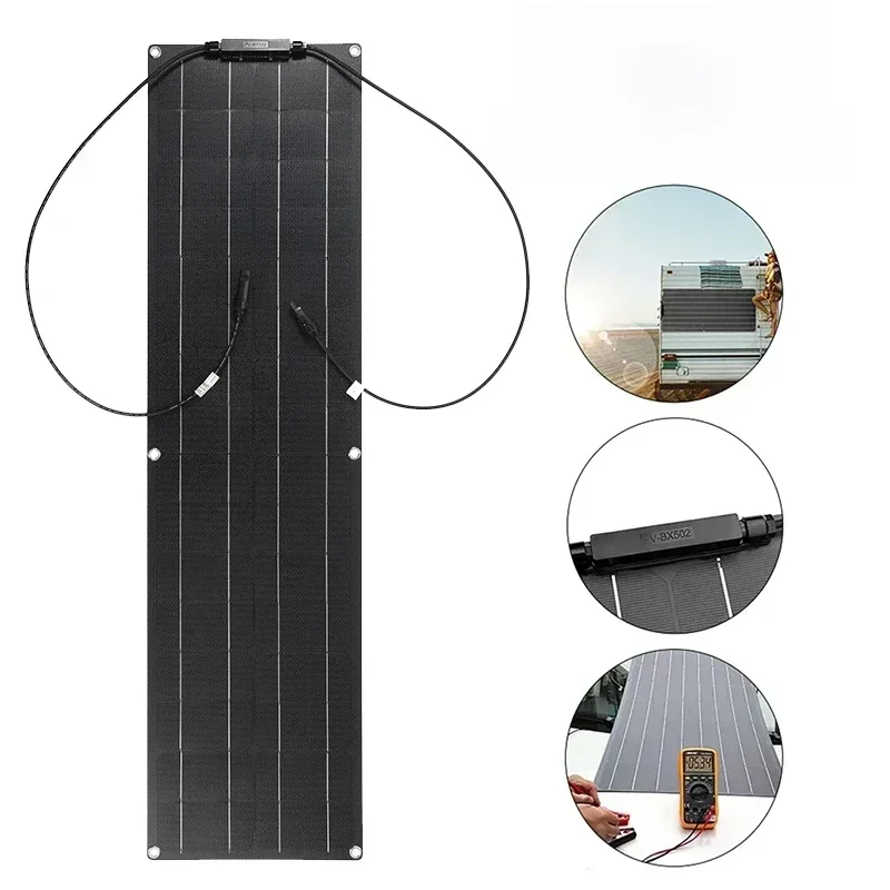 300 W Solarpanel, 18 V PET/ETFE, flexibles monokristallines Solars-Plattenzellen-Batteriesystem-Set für Marine, Camping, Boot, Wohnmobil, Outdoor