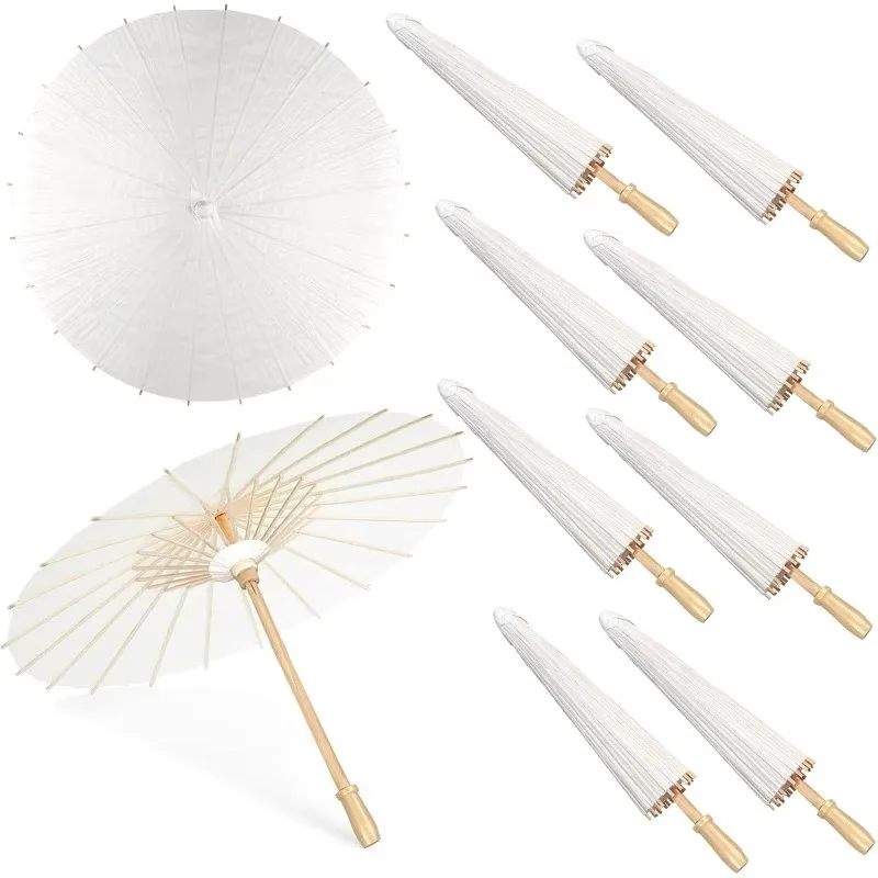 60cm White DIY Paper Umbrella, Elegant Wedding Decoration & Photo Prop, Gift for Wedding & Fashion Events, Portable Sun Umbrella