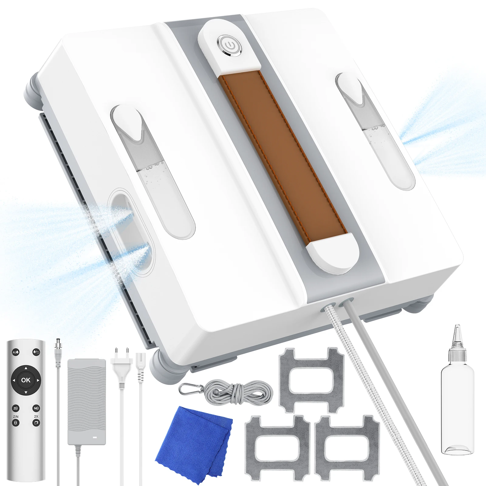 Robot nettoyeur de vitres avec pulvérisateur, appareil ménager, télécommandes intelligentes, carré, haute aspiration, pour lavage des murs et des fenêtres, pulvérisation d'eau