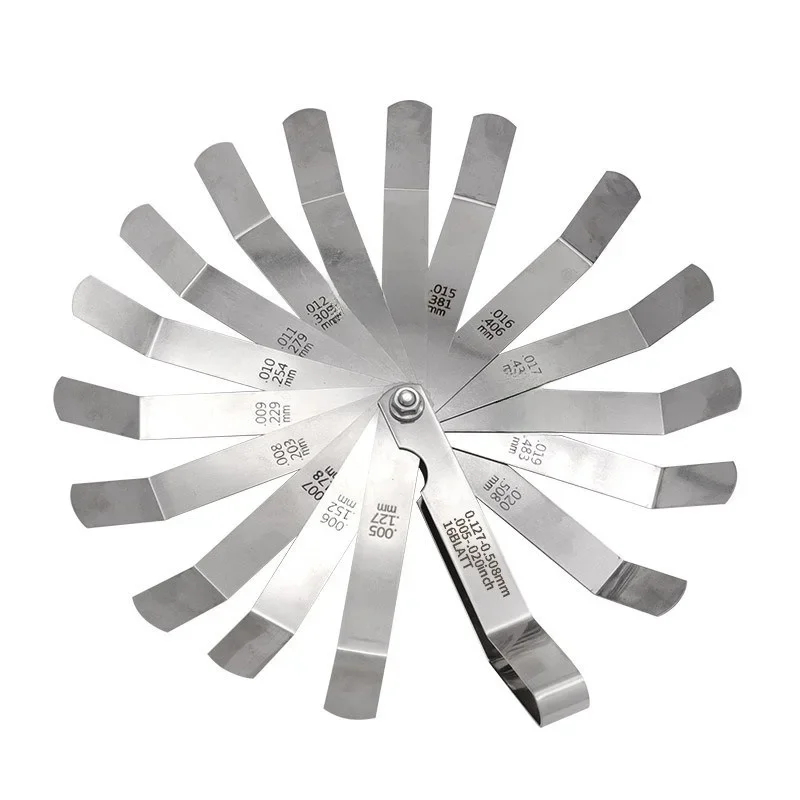 16 lâminas 0.127 a 1mm medidor de folga métrica ferramenta de medição de enchimento de lacuna para