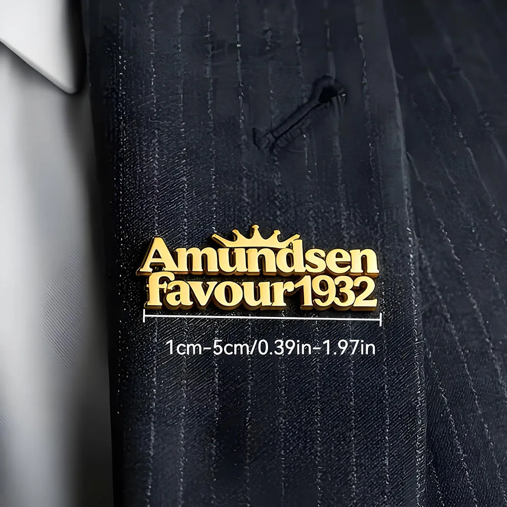 18K Gold Custom Crown Name Lapel Pin Personalized Text Date Brooch Badge Dainty Metal Accessory For Suit Blazer Business Wedding