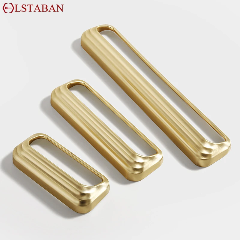 Modern Minimalist Hollowing Kitchen Cabinet Handle Cupboard Wardrobe Brushed Gold Drawer Knob Zinc Alloy Antique Furniture Pull
