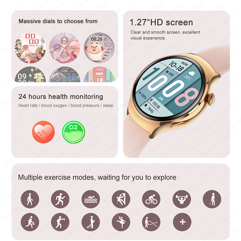 For HUAWEI 2024 New Watch GT4Mini Smart Watch Women AMOLED NFC GPS Heart Rate Clock BT Call IP68 Waterproof Lady Smartwatch+Box