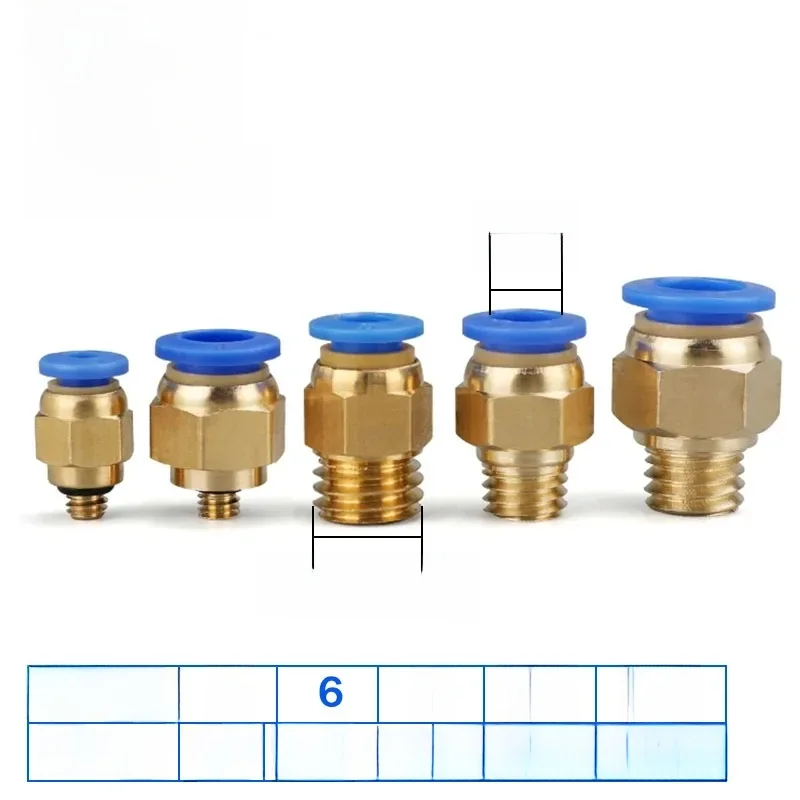 Connecteurs d'air rapides à raccord pneumatique M5 M6 M8 M10 M12 M14 M16 M20, filetage mâle métrique, tuyau d'air enfichable, 10/50/100 pièces