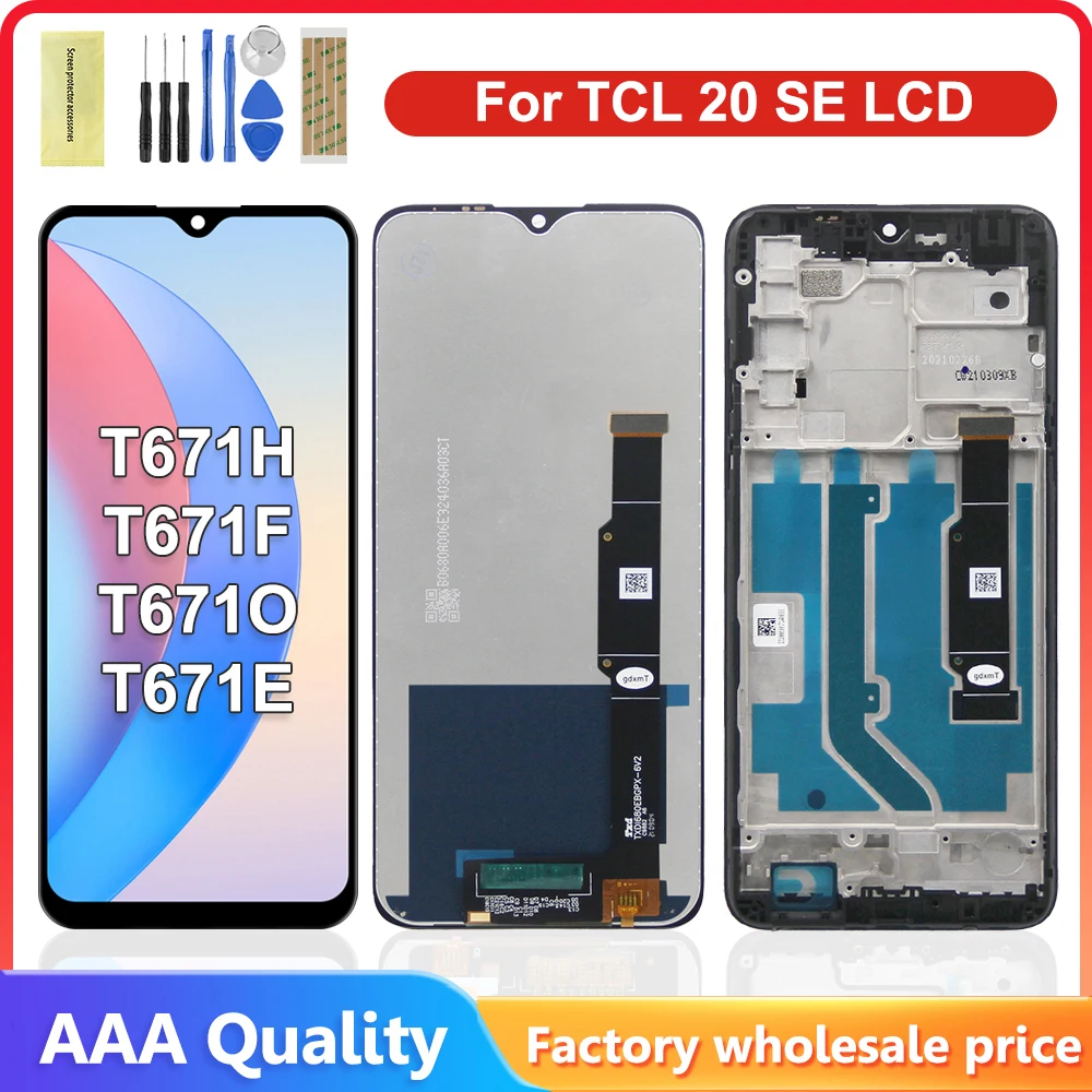 100% TEST For TCL 20 SE LCD T671H, T671F, T671O, T671E Display Touch Screen Digitizer Assemby For TCL 20SE Display with Frame