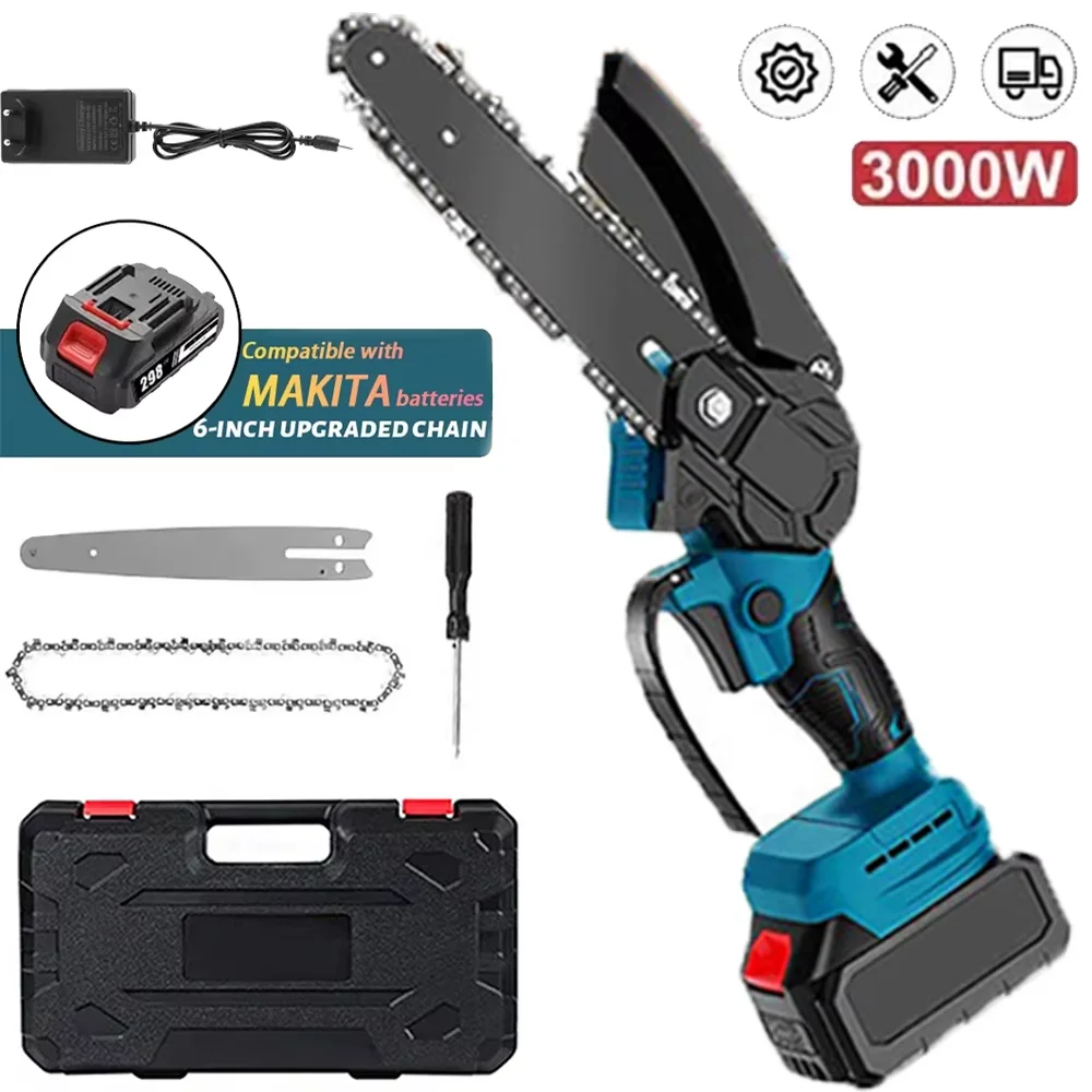 Mini tronçonneuse électrique portative de 6 pouces, outil de jardinage pour la coupe du bois, compatible avec la batterie Makita 18V
