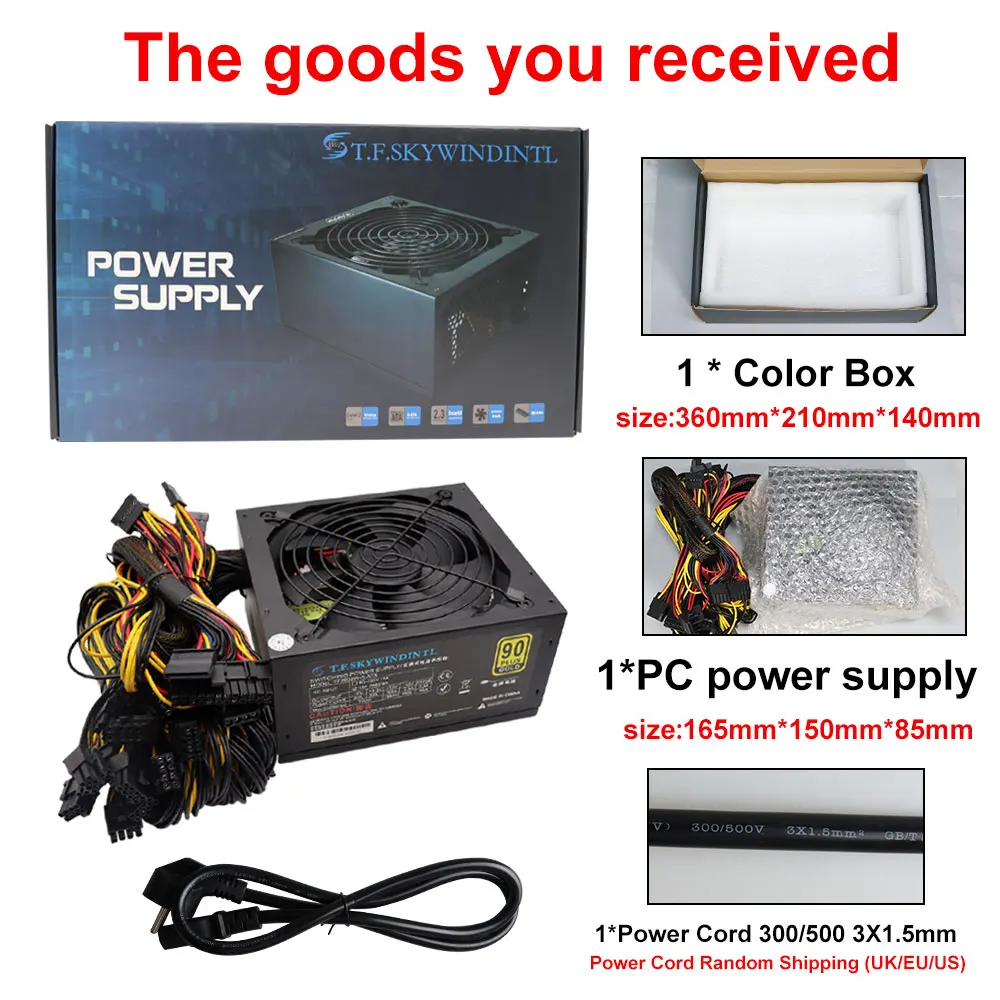 2000W Power Supply 2000W ATX Antminer PSU 2000W ATX Computer Power Supply For Mining Machine Support 8 Pieces Graphics Card