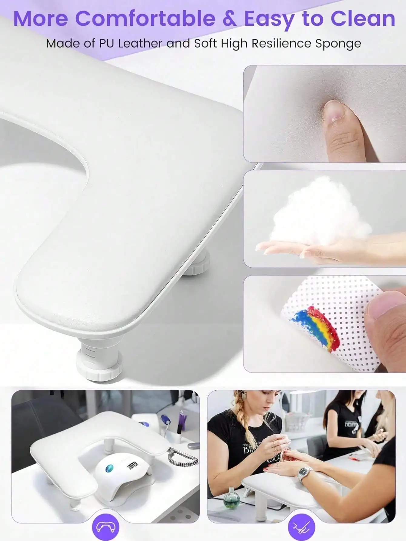 Two Hands Nail Art Hand Pillow Portable Removable Stand Tilt Design Manicure Stand Hand Pillow PU Material Hand Pillow Cushion
