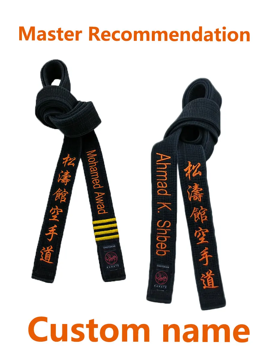 

1.6-3.6m Shotokan Karate Black Belt Embroidered Japanese Martial Arts Sports Master Cotton Belt Customized Name Width 5cm