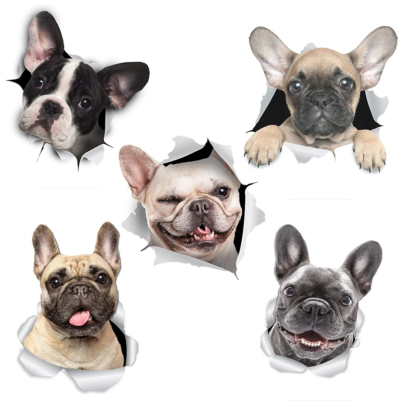 Three Ratels FC57 3D Dog Sticker Black White Frenchie French Bulldog Decal Bumper Sticker for Window Car Truck Laptop Toilet