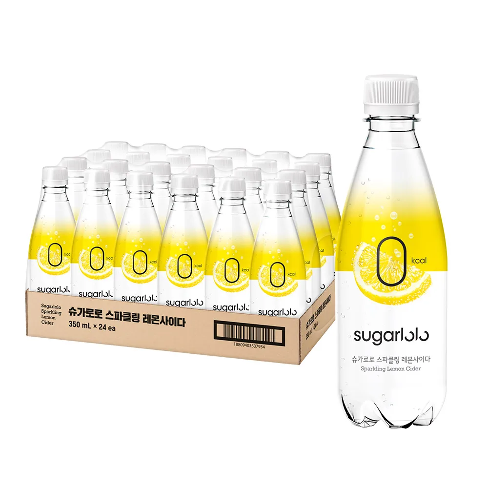 Intake Sugarlolo sparkling zero soda drinks Lemon Cider soda sprite Drink, 350ml, 24 pieces