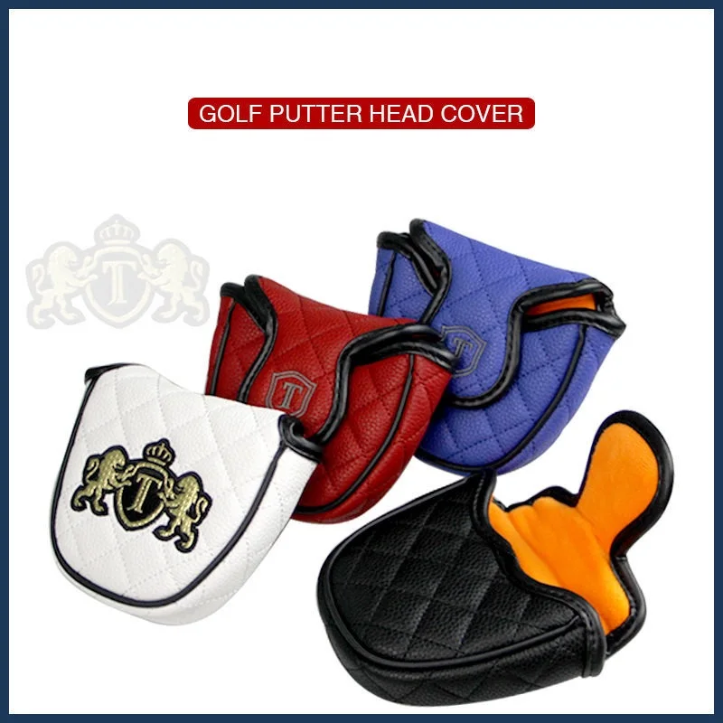 Putter PU Leather Water Proof Putter Headcover with Magnetic Golf Mallet Putter Cover Square Mallet Golf Club Head Covers