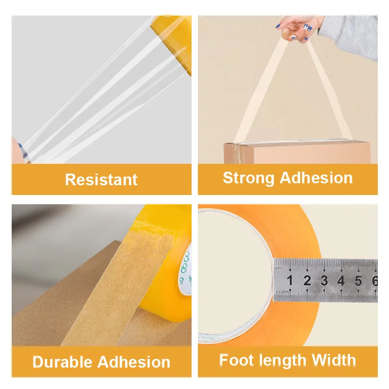 Cinta de sellado de cartón amarilla, cinta de embalaje, cinta móvil, cinta de embalaje de envío, diseñada para embalaje, envío y correo