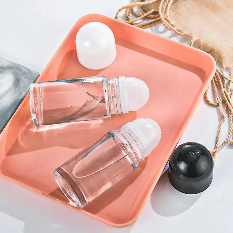 Bouteille à rouleau en verre épais de 30/50ml, vide, rouleau d'huile essentielle sur les bouteilles, anti-fuite, boule à rouleau de Massage, conteneur de bouteille rechargeable